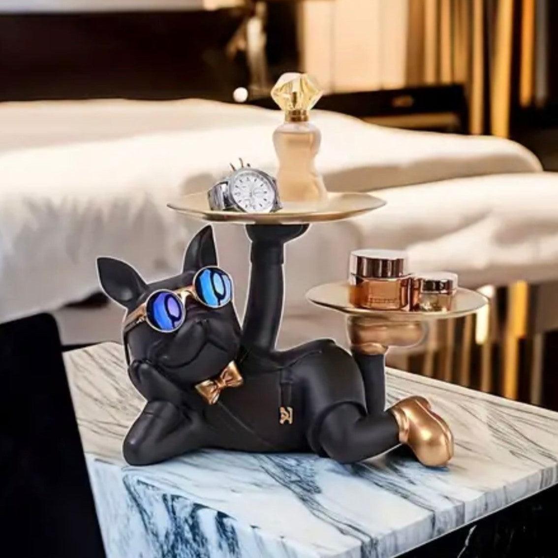 STYLISH FRENCH BULLDOG DOUBLE TRAY HOLDER LYING